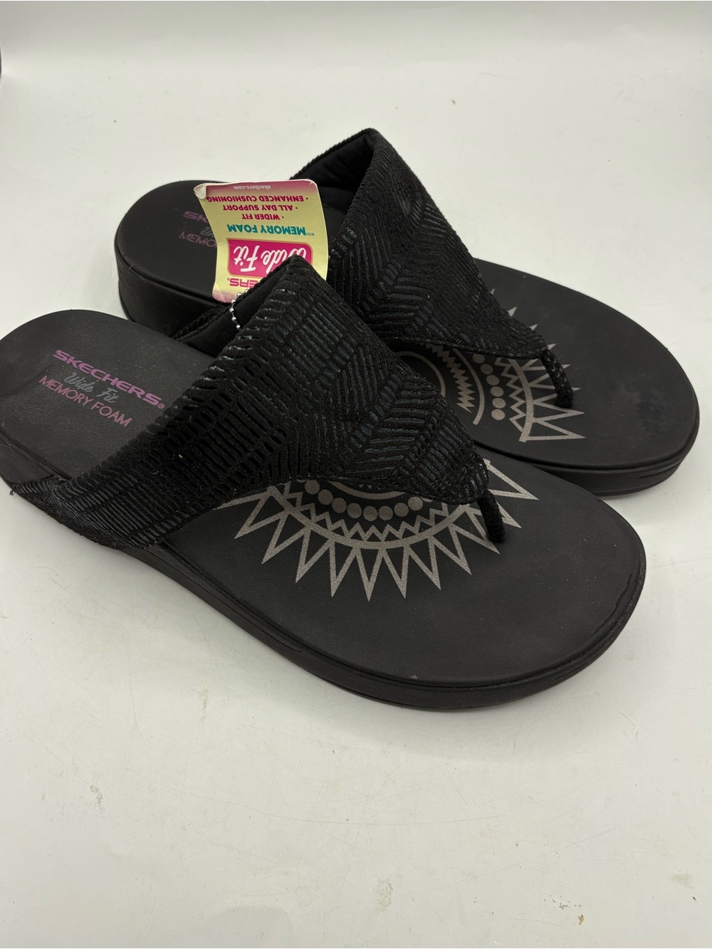 Skechers Black Memory Foam Thong Sandals